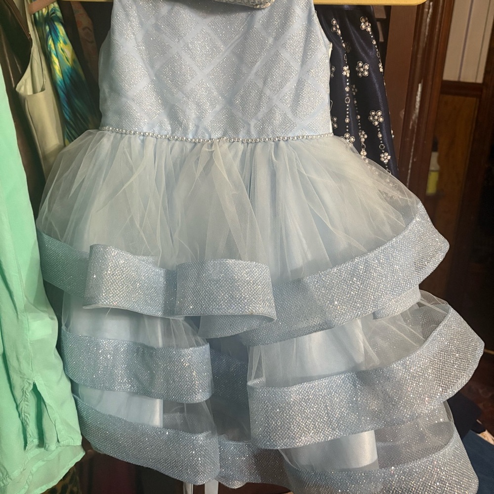 Tip Top Kids Blue Ruffled Tiered Formal Dress
